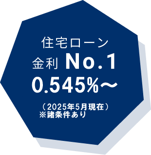 住宅ローン金利ナンバーワン、0.297パーセント（2025年2月現在）※諸条件あり